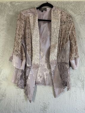 Violet Kay Lavender Lace & Jacquard Kimono Jacket L
